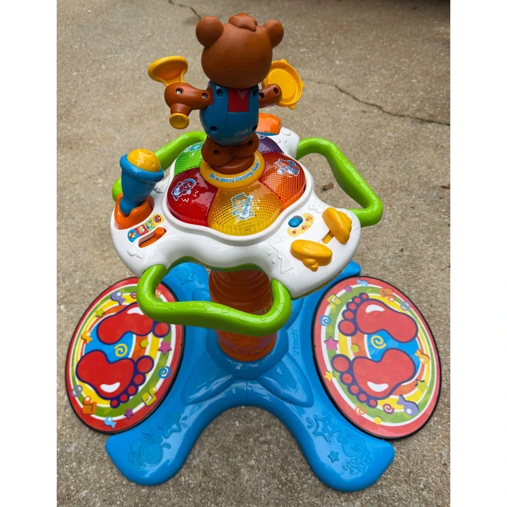 VTech 2007 Sit-to-Stand Dancing Tower Musical Activity Center Toy Blue Bear HTF